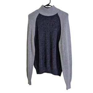 Mario Valentino Italy Wool Cashmere Sweater Mens US XL Gray Mock Neck Designer